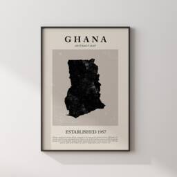 Ghana Map Vintage Abstract Wall Art Print Picasso + Matisse Inspired Travel Poster - thumbnail 3