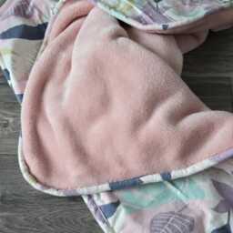 Floral Minky Baby Blanket Sage Green Plush, Flannel Binding - thumbnail 3