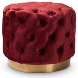 Hand Crafted Plush Velvet Chesterfield Footstool - Round Ottoman - thumbnail 2