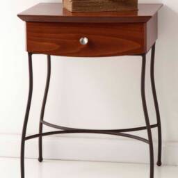Mid Century Wooden Nightstand - Single Drawer, Metal Base - thumbnail 2