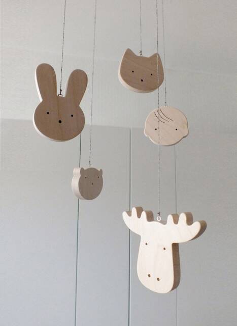 Wooden Animal Mobile Pieces Woodland, Safari, Farm Nursery Decor - image 1
