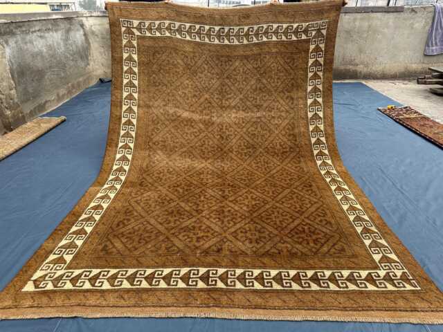 Rare Hand Knotted Tribal Terracotta Luxury Rug, Any Room Area High Soft Wool Rug 6.3x9 Ft - image 1