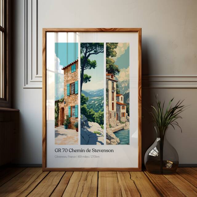 Gr 70 Chemin De Stevenson Hike Art Print Cevennes National Park Travel Poster - image 1