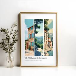 Gr 70 Chemin De Stevenson Hike Art Print Cevennes National Park Travel Poster - thumbnail 2