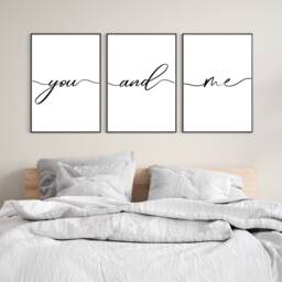 Set Of 3 Bedroom Prints, Quote Minimalist Above Bed Print, Couple Wall Art, Decor - thumbnail 1