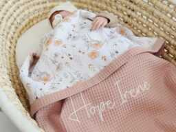 Personalized Poppy Baby Blanket - Organic Cotton Muslin Blanket, Custom Embroidery Newborn Gift For Girls, Embroidered Name - thumbnail 1