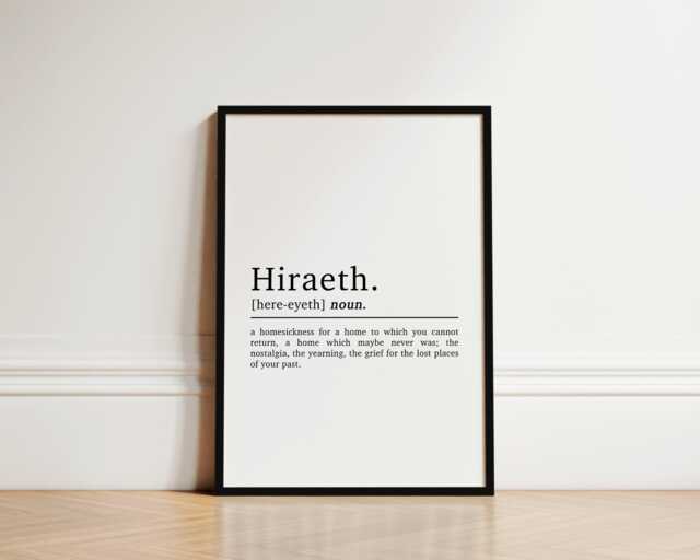 Hiraeth Definition Welsh Print, Gifts, Wall Art, Bedroom Prints, Decor, Wales Quote Saying, New Home - image 1