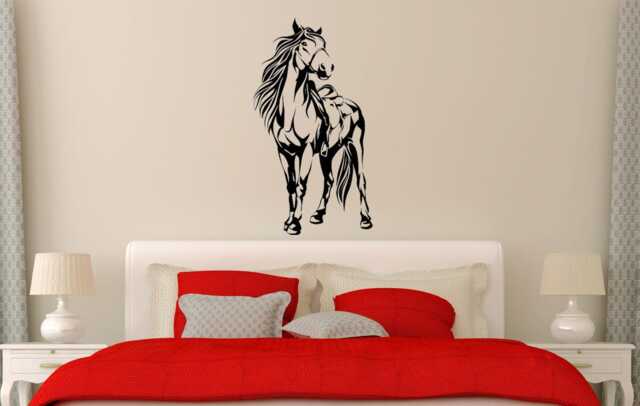 Horse Wall Decal, Mustang Vinyl Sticker, Horse Standing Decal, Wall Decor, Rustic D??cor, Equine Nursery Decal - image 1