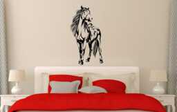 Horse Wall Decal, Mustang Vinyl Sticker, Horse Standing Decal, Wall Decor, Rustic D??cor, Equine Nursery Decal - thumbnail 1