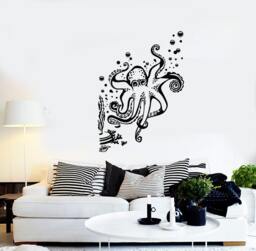 Wall Vinyl Decal Ocean Octopus Sea Marine Guaranteed Quality Decor For Bathrooms Nautical-Themed Spaces Sticker 2300Di - thumbnail 1