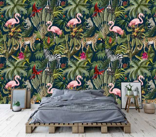 Tropical Rainforest Wallpaper Mural Peel & Stick Watercolor Decal - image 1