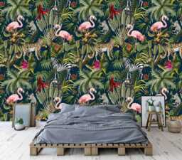 Tropical Rainforest Wallpaper Mural Peel & Stick Watercolor Decal - thumbnail 1