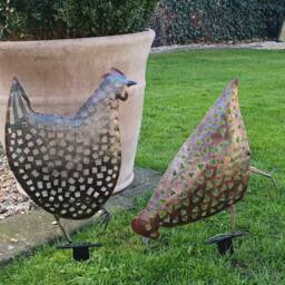 Hand Crafted Metal Chicken Silhouette Garden Sculpture, Statue, Ornament, Decoration - thumbnail 2