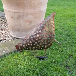 Hand Crafted Metal Chicken Silhouette Garden Sculpture, Statue, Ornament, Decoration - thumbnail 3
