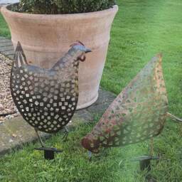 Hand Crafted Metal Chicken Silhouette Garden Sculpture, Statue, Ornament, Decoration - thumbnail 1