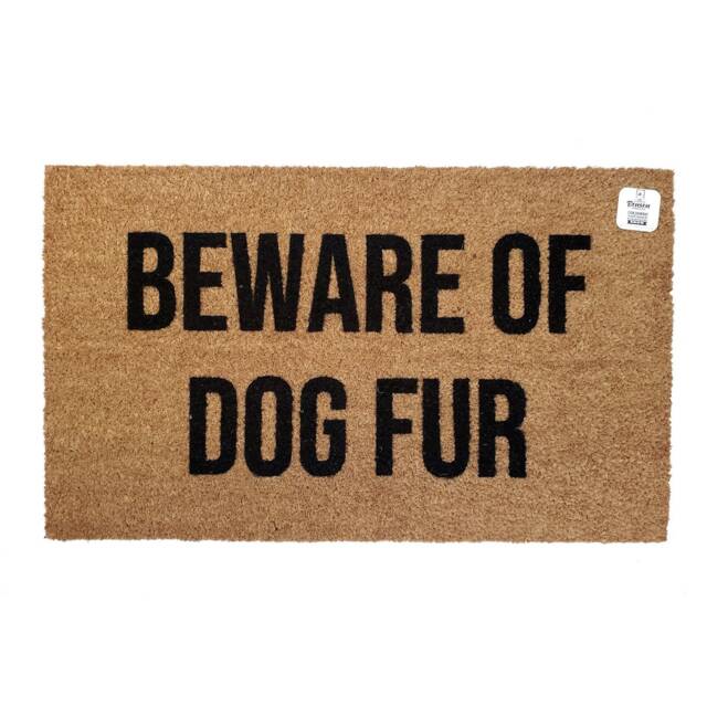Beware Of Dog Fur Doormat - Funny Welcome Mat Pet Lover Gift Handmade Coir Entry Rug Hair Porch Decor Cute Owner - image 1