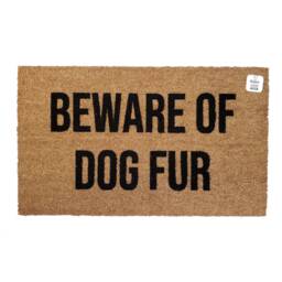 Beware Of Dog Fur Doormat - Funny Welcome Mat Pet Lover Gift Handmade Coir Entry Rug Hair Porch Decor Cute Owner - thumbnail 1
