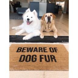 Beware Of Dog Fur Doormat - Funny Welcome Mat Pet Lover Gift Handmade Coir Entry Rug Hair Porch Decor Cute Owner - thumbnail 2