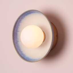 Blue & White Small Dawn Wall Light in Ceramic Oak - thumbnail 2