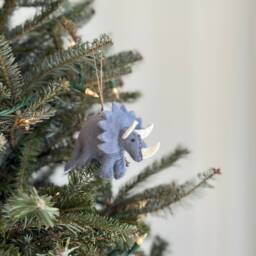 Felt Dinosaur Christmas Ornament, T-Rex, Tricertops, Plesiosaur, Brontosaurus, Stegosaurus, Jurassic Park Miniature - thumbnail 3