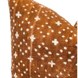 Authentic African Pillow Cover, Handwoven Mudcloth Pillow, Rust Brown With Cream Design Cover- Throw Cover 20x20, Sofa Cushion - thumbnail 2