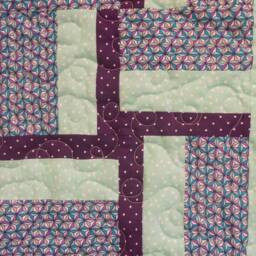 Handmade Pinwheel Quilted Throw Purple & Teal Cotton Flannel Back - thumbnail 2