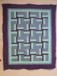 Handmade Pinwheel Quilted Throw Purple & Teal Cotton Flannel Back - thumbnail 1