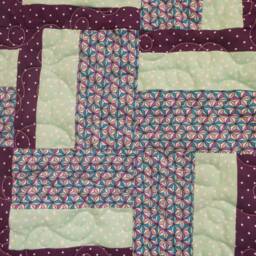 Handmade Pinwheel Quilted Throw Purple & Teal Cotton Flannel Back - thumbnail 3