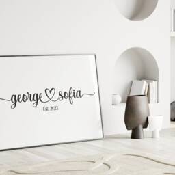 Names Personalised Poster Print. Valentines Gift Couples Boyfriend/Girlfriend For Him Or Her. Custom Wall Art. Print Framed - thumbnail 2