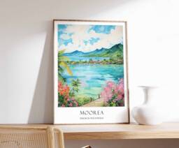 Moorea Poster, French Polynesia Tahiti Travel Art, Wall Art - thumbnail 1