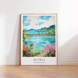 Moorea Poster, French Polynesia Tahiti Travel Art, Wall Art - thumbnail 3