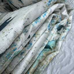 Elegant Teal Ochre Navy Bed Runner/Luxury Throw Blanket Comforter Bedspread Scarf For King & Super Size Bedding, Wish Lagoon - thumbnail 2