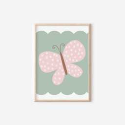 Personalized Pastel Flower Butterfly Print Set, Girls Nursery Decor - thumbnail 3