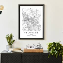 Belgrade Map Print Minimalist Serbia Art, Modern City Design - thumbnail 2