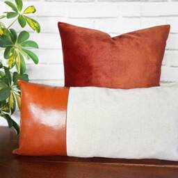 Terracotta Velvet Pillow Cover Modern Scandinavian Decor - thumbnail 4