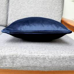 Navy Blue Velvet Scatter Cushion Covers With Contrasting Piping in Luxury Plush Velvet. Blue/Orange/Green/Teal/Mustard/Black Throw Pillows - thumbnail 3