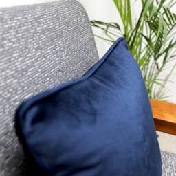 Navy Blue Velvet Scatter Cushion Covers With Contrasting Piping in Luxury Plush Velvet. Blue/Orange/Green/Teal/Mustard/Black Throw Pillows - thumbnail 2