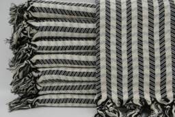 "Turkish Towel, Beach Towel, Turkish Peshtemal, Black & Gray Towel, 40""x70" - thumbnail 1