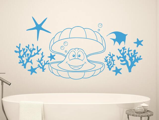 Nautical Wall Decor Coral Starfish Fish Seashell Decal Vinyl Sticker Home Art Mural Bathroom Nursery Ms289 - image 1