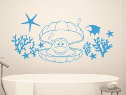 Nautical Wall Decor Coral Starfish Fish Seashell Decal Vinyl Sticker Home Art Mural Bathroom Nursery Ms289 - thumbnail 1
