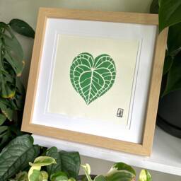 Anthurium - Original Lino Art Print Hand Carved Plant Clarinervium - Green - thumbnail 3