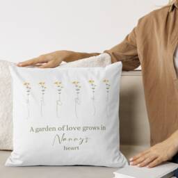 Grandmas Garden Cushion, Nanas Garden, Mothers Day Gift For Nanny, Personalised Cushion Gran, Gift From Grandchildren, Grandkids Names - thumbnail 3
