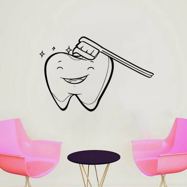 Dental Clinic Wall Decal Tooth & Brush Vinyl Sticker 1296 - image 1