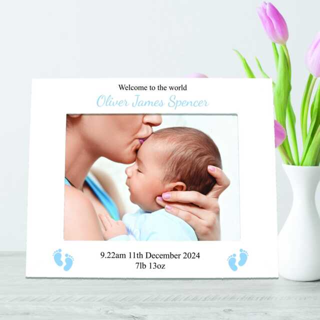 Personalised New Baby Photo Frame Welcome To The World Gift - image 1