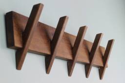 Wall Mount Fumed Oak Coat Rack/ Modern Rack With 3-4-5-6-7-8 Hooks/ Oak Rack/Clothing Coat Hat Towel