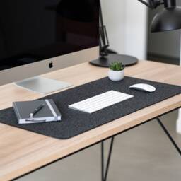 Felt Desk Mat Made Of Wool Felt, Large Grey Mouse Pad, Washable Felt - Grey - thumbnail 1