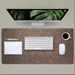 Felt Desk Mat Made Of Wool Felt, Large Grey Mouse Pad, Washable Felt - Grey - thumbnail 4