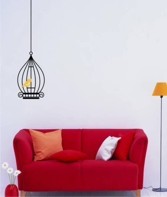 Birdcage Vinyl Wall Decal - Stickers Art Custom Home Decor - image 1