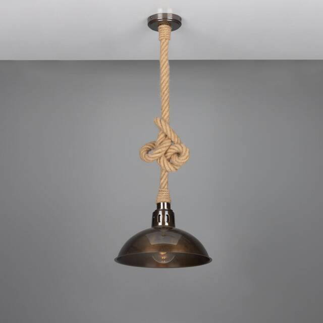 Tahiti Jute Rope Pendant Light With Vintage Brass Shade 11.8'' - 30cm Ip65 - image 1
