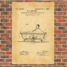 Vintage Rocking Bathtub Patent Art Print, Bathroom Decor - A4 - thumbnail 3